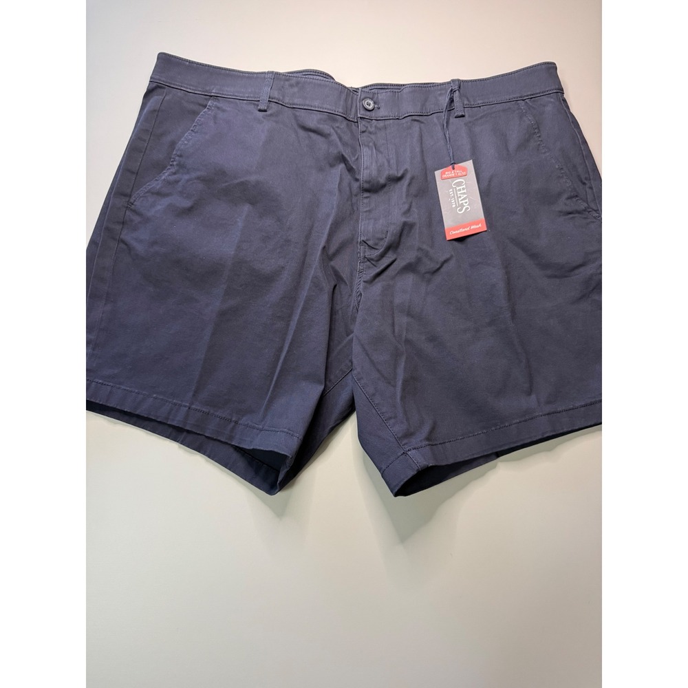 Chaps Mens Big & Tall Navy Blue Stretch Chino Shorts 46 9in Inseam NEW